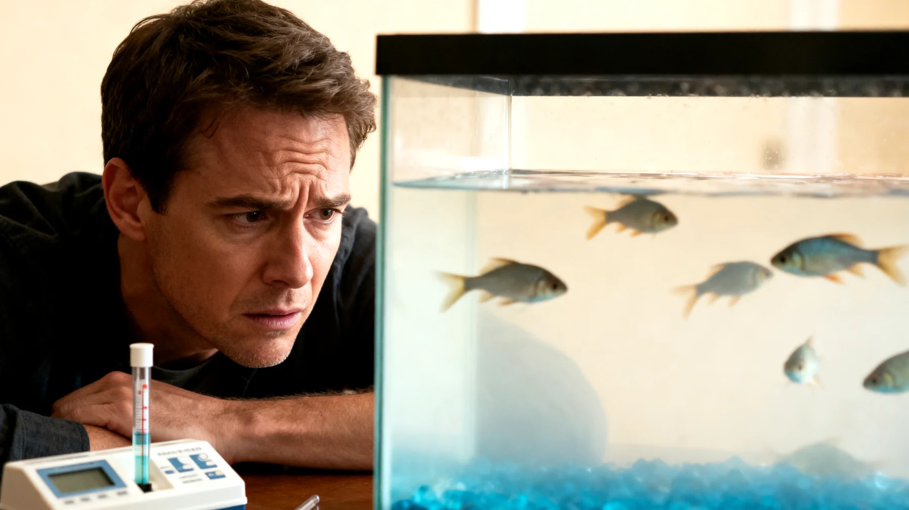 Fische in der Wohnung benötigen eine konstante Überwachung der Wasserqualität, da geschlossene Aquariensysteme anfällig für Schadstoffanreicherung, Temperaturschwankungen und unzureichende Sauerstoffversorgung sind, was zu Krankheiten und Stress bei den Fischen führen kann"