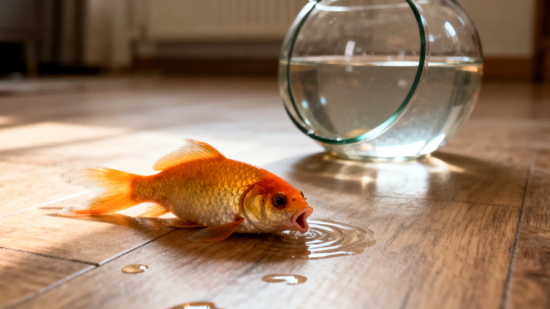 Fische können nicht in einer Wohnung ohne Aquarium gehalten werden und benötigen eine artgerechte Wasserumgebung mit korrekter Filterung, Temperatur und regelmäßiger Pflege"