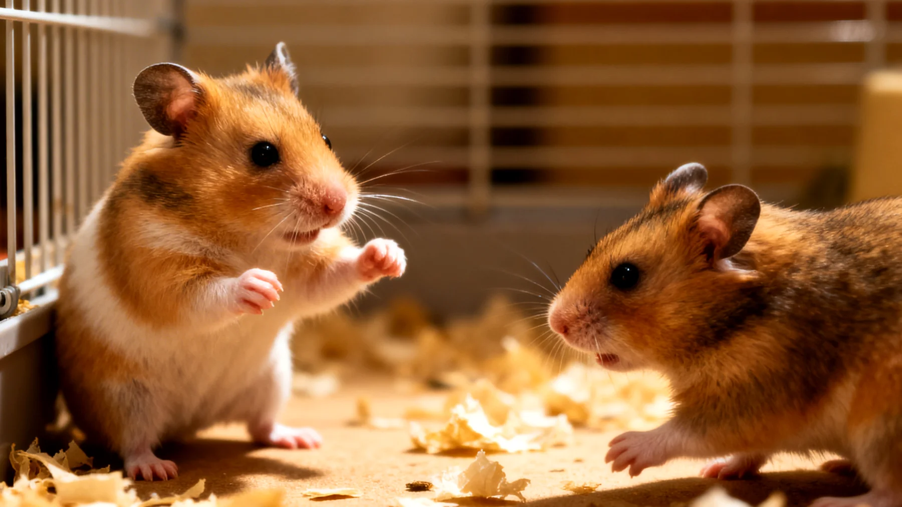 Hamster zeigen territoriales und oft aggressives Verhalten gegenüber anderen Tieren, insbesondere gegenüber Artgenossen, was zu Verletzungen und Stress führen kann"